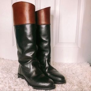 Frye Tall Leather Riding Boots Brown & Black